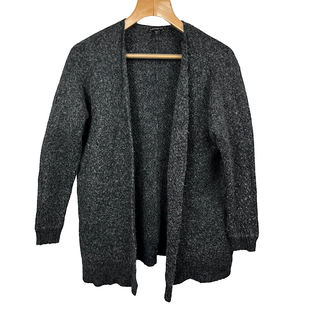 Express Gray Wool Open Cardigan | Size: Large